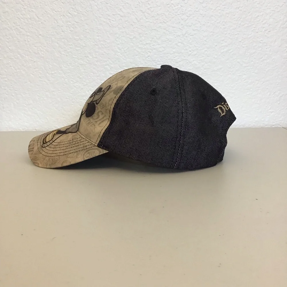 Disneyland Mickey Mouse Baseball Cap Steamboat Willy Women’s Black and Tan - Picture 2 of 8